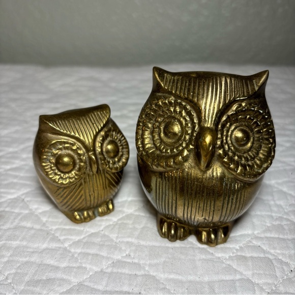 Vintage MCM Brass Owls Figures - Picture 7 of 12